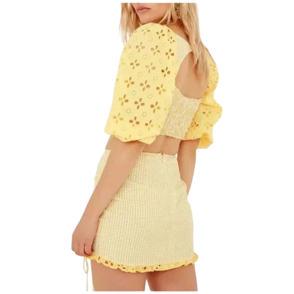 For Love and Lemons Picnic Skirt in Sunshine Yellow SZ L - Picture 4 of 9